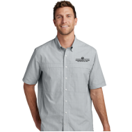 Port Authority Short Sleeve UV Daybreak Shirt (Silver/Gusty Grey Plaid)